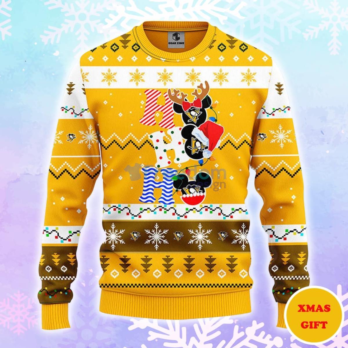 Pittsburgh Penguins Hohoho Mickey Christmas AOP Sweater Product Photo 1