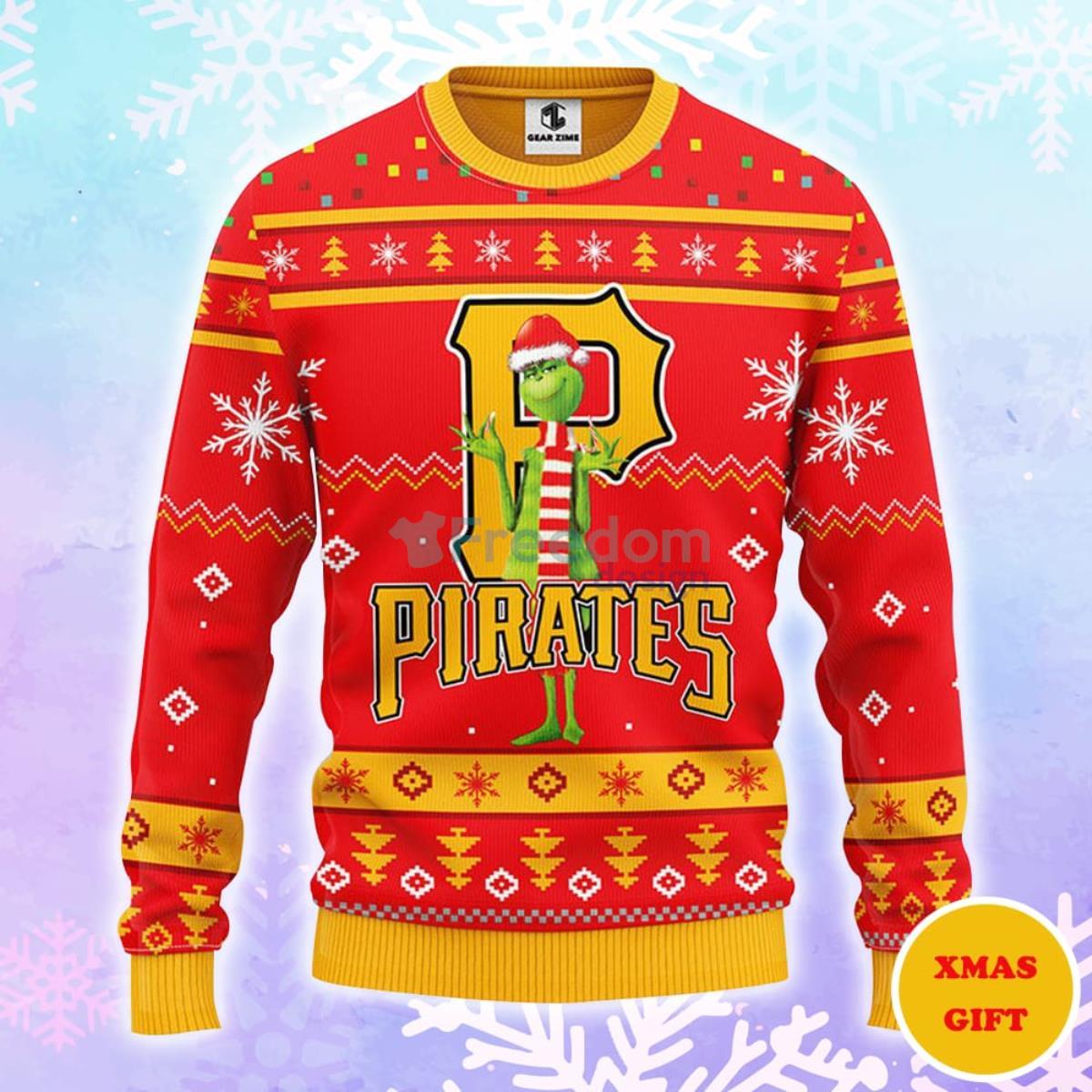 Pittsburgh Pirates Funny Grinch Christmas Red AOP Sweater Product Photo 1