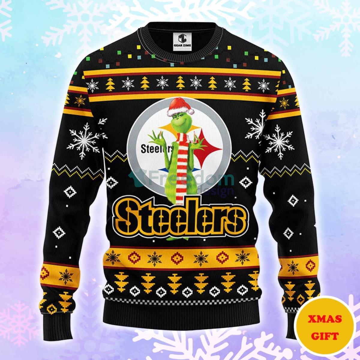 Pittsburgh Steelers Funny Grinch Christmas AOP Sweater Product Photo 1