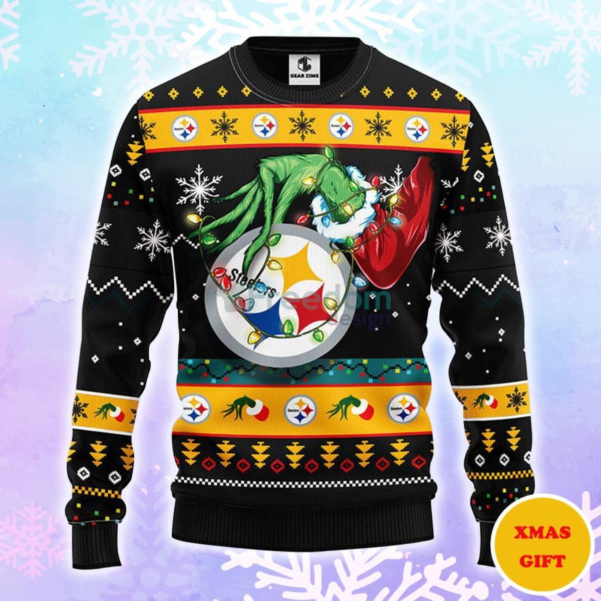 Pittsburgh Steelers Grinch Christmas AOP Sweater Product Photo 1