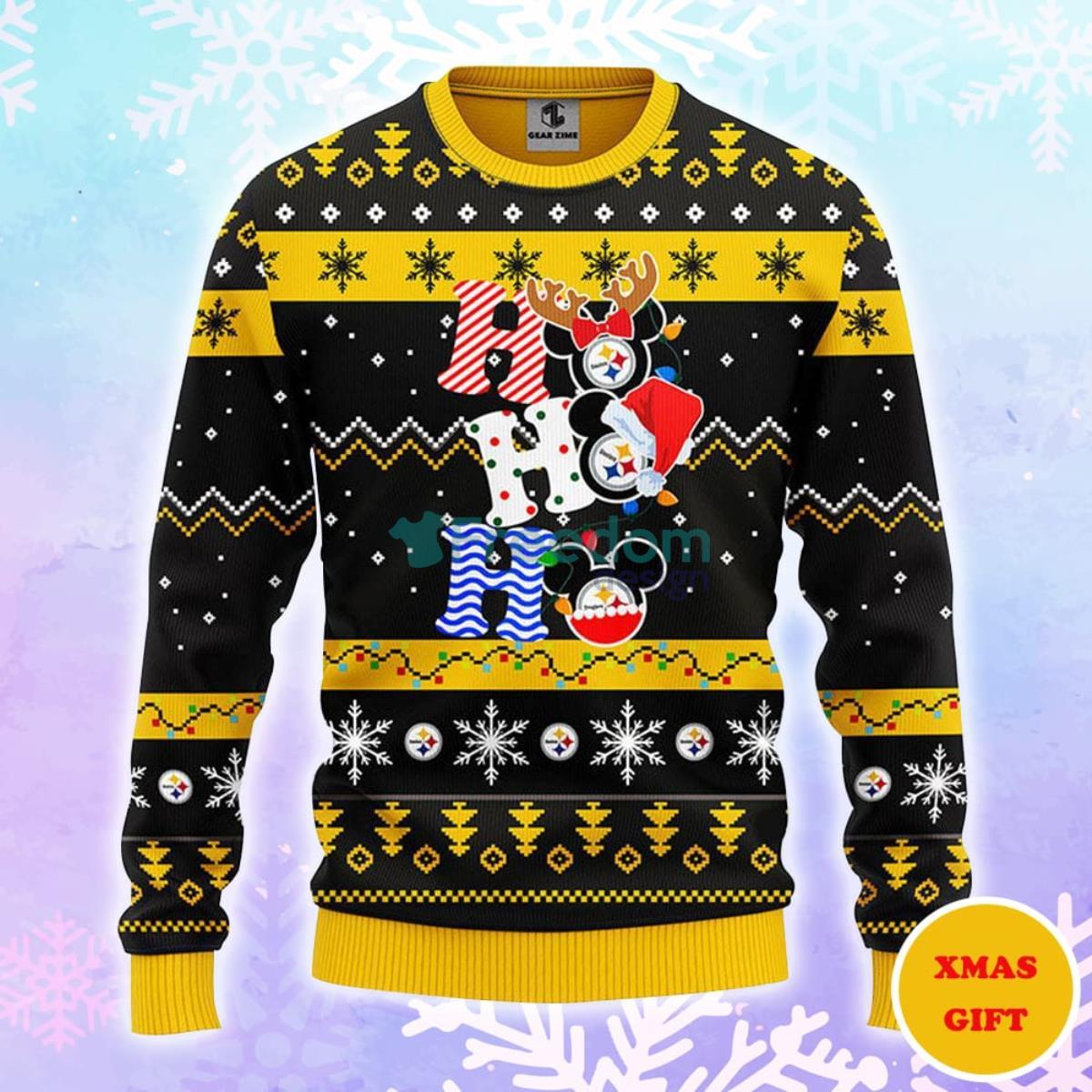 Pittsburgh Steelers HoHoHo Mickey Christmas AOP Sweater Product Photo 1