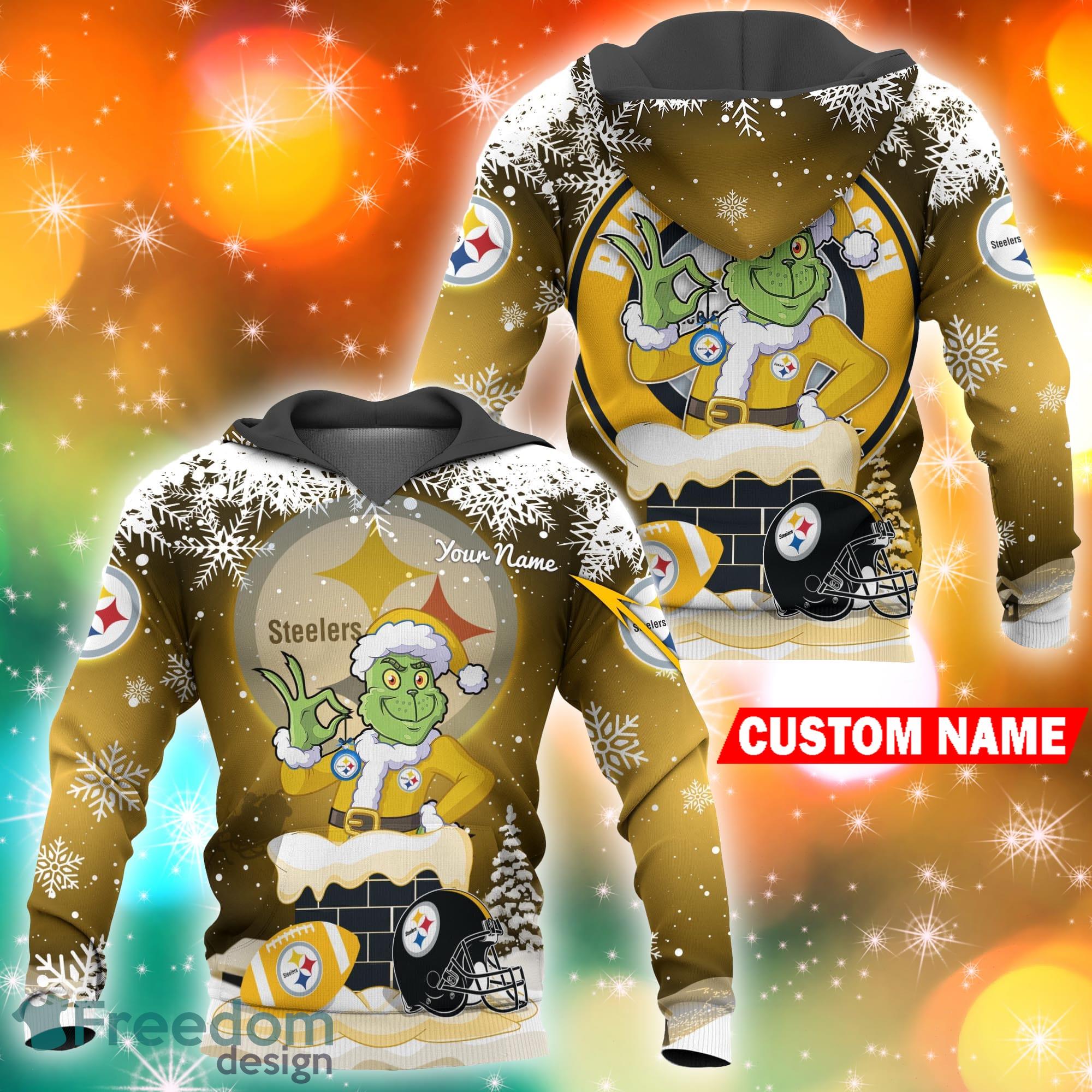 Pittsburgh Steelers NFL Christmas Grinch in Chimney 3D Hoodie Pullover  Prints Custom Name - Freedomdesign