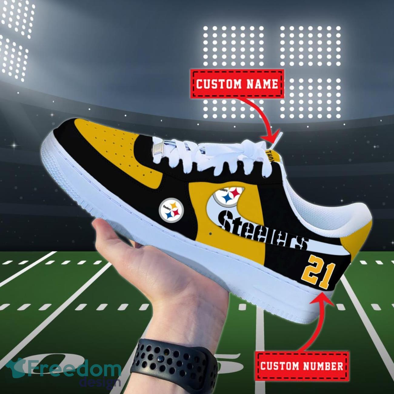 Pittsburgh Steelers NFL Personalized Air Force Shoes Custom Name Product Photo 1