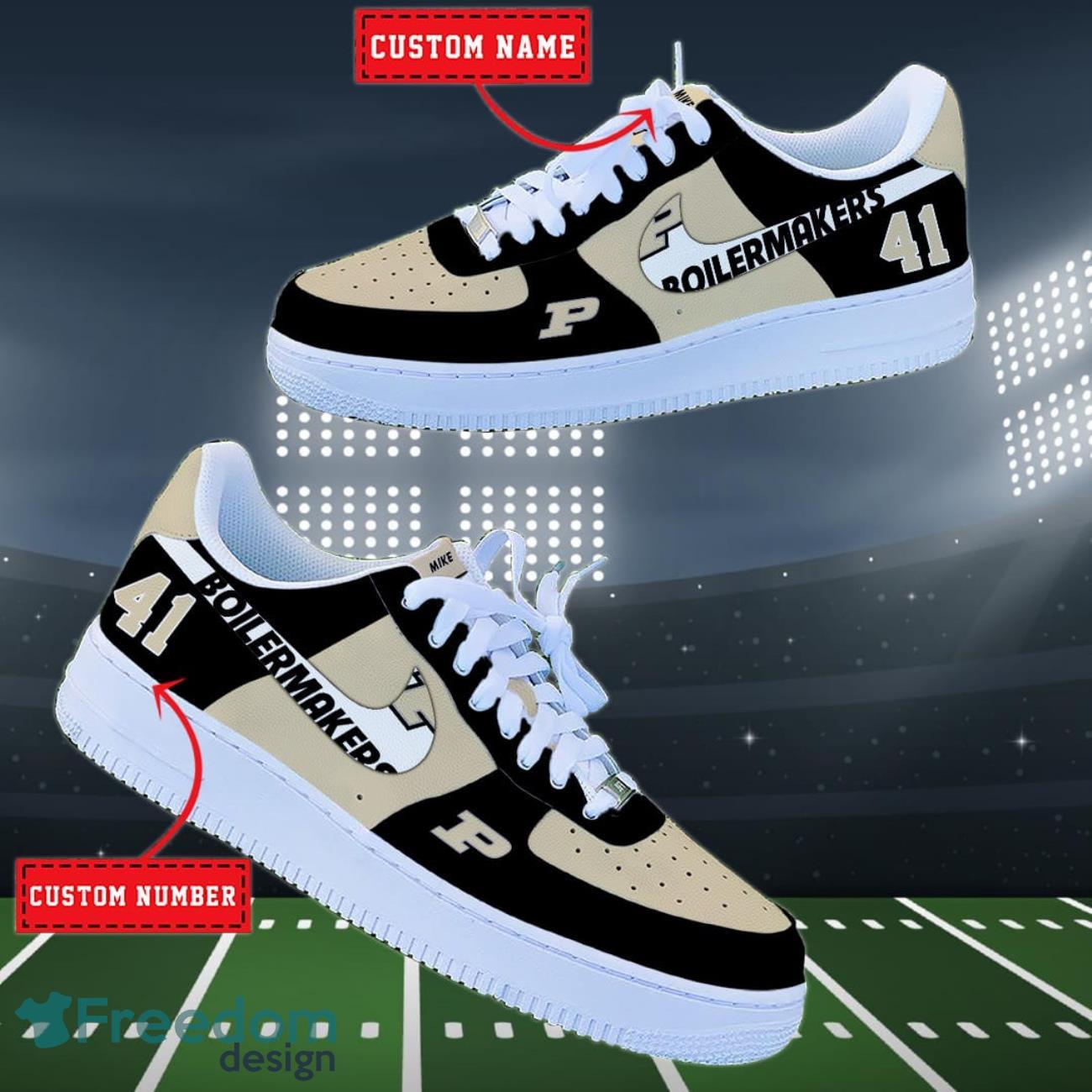 Purdue Boilermakers NCAA Air Force Shoes Custom Name Product Photo 2