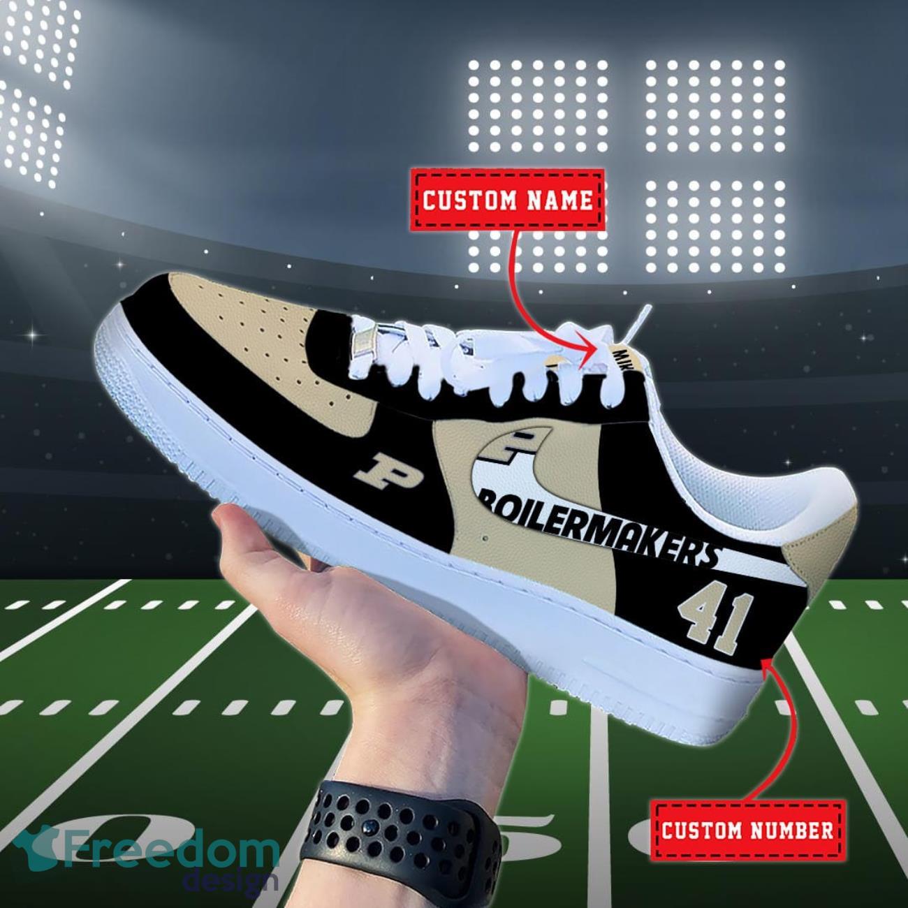 Purdue Boilermakers NCAA Air Force Shoes Custom Name Product Photo 1