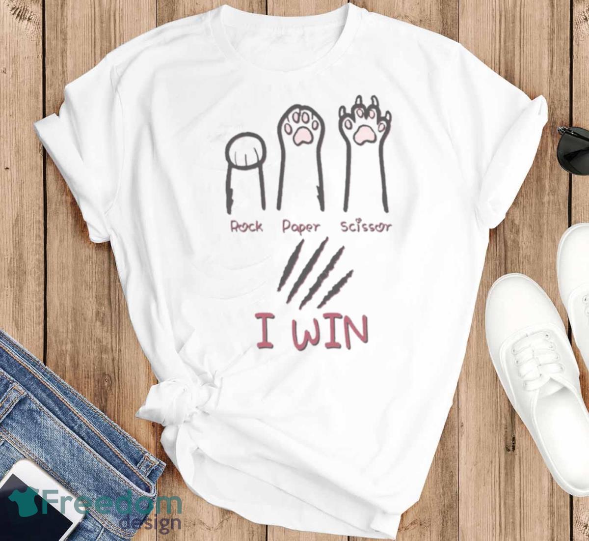 Rock Paper Scissors I Win Cat Shirt - T-SHIRT FLAT