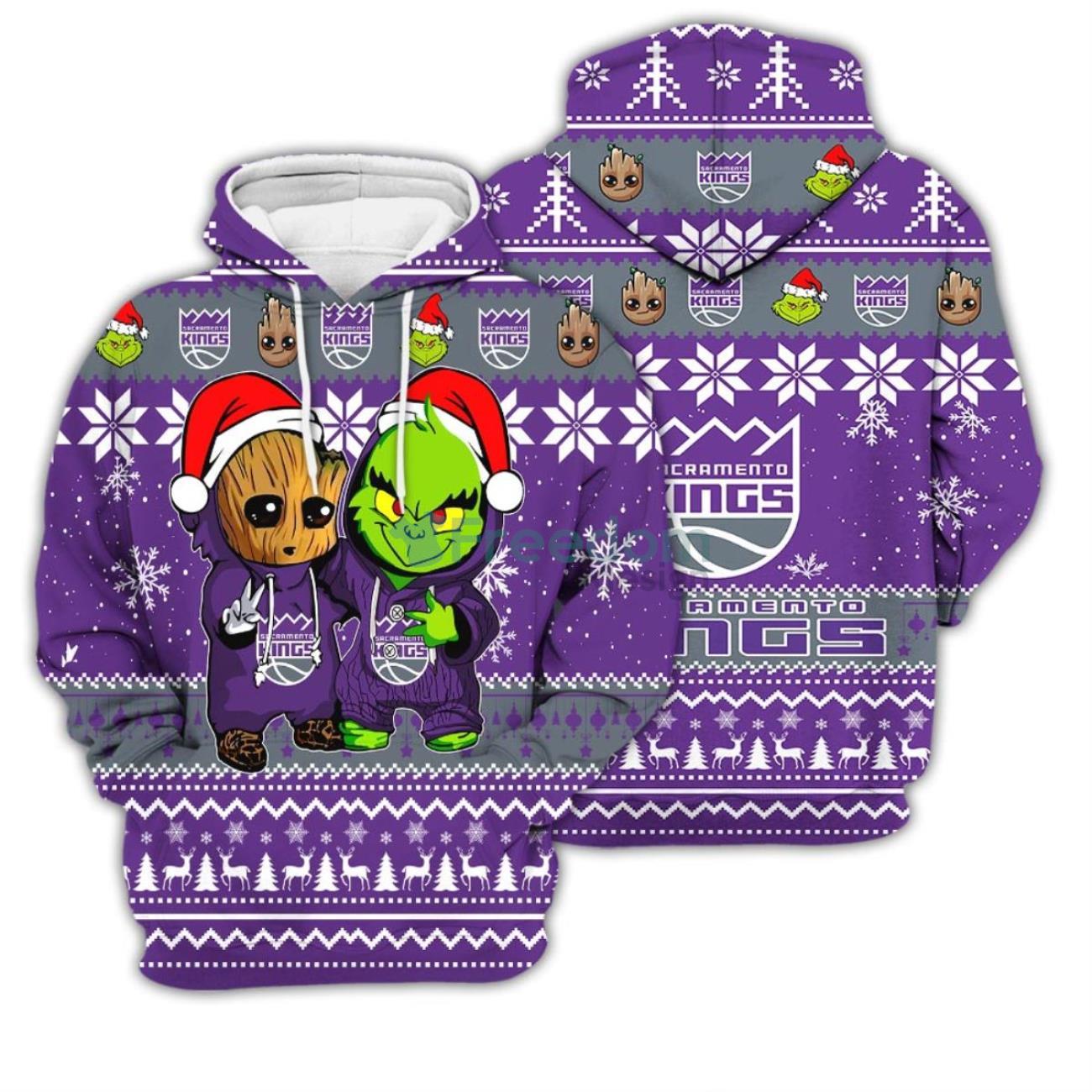 Sacramento Kings Baby Groot And Grinch Ugly Christmas Sweaters