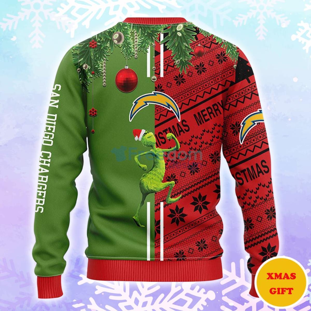 San Diego Chargers Grinch & Scooby-Doo Christmas AOP Sweater Product Photo 2