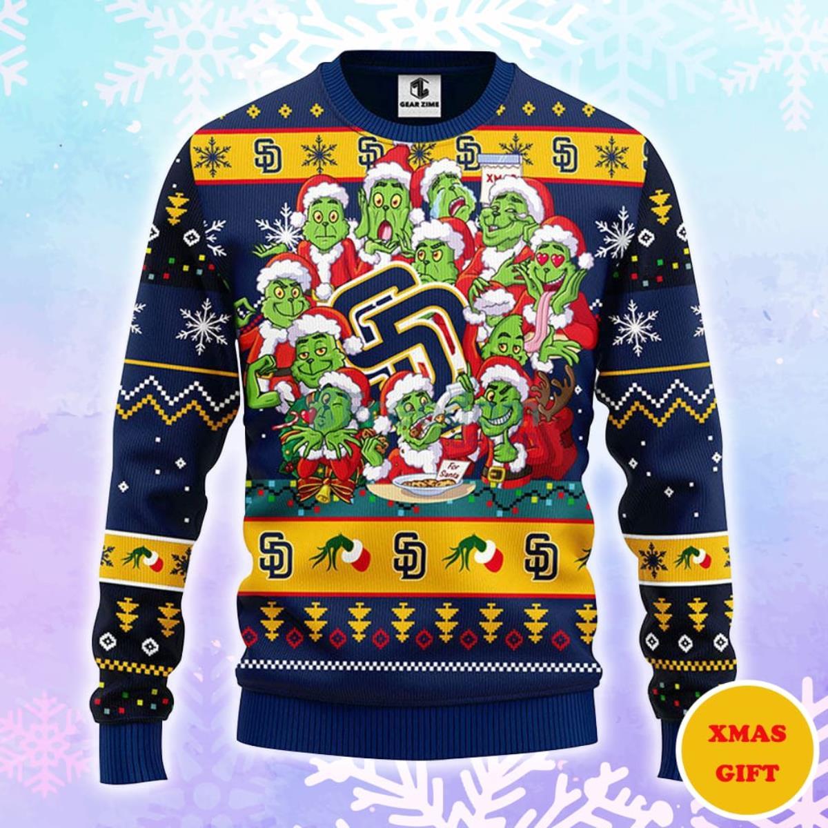 San Diego Padres 12 Grinch Xmas Day Christmas AOP Sweater Product Photo 1