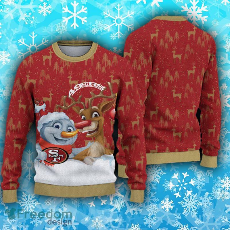 San Francisco 49ers Fans Reindeer Design Knitted Christmas Sweater -  Freedomdesign