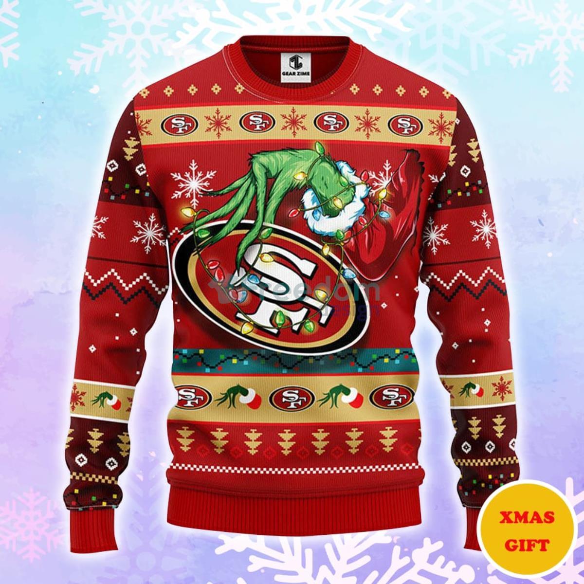 San Francisco 49ers Grinch Christmas AOP Sweater Product Photo 1