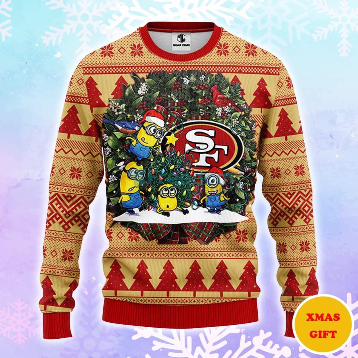 San Francisco 49ers Minion Christmas AOP Sweater Product Photo 1