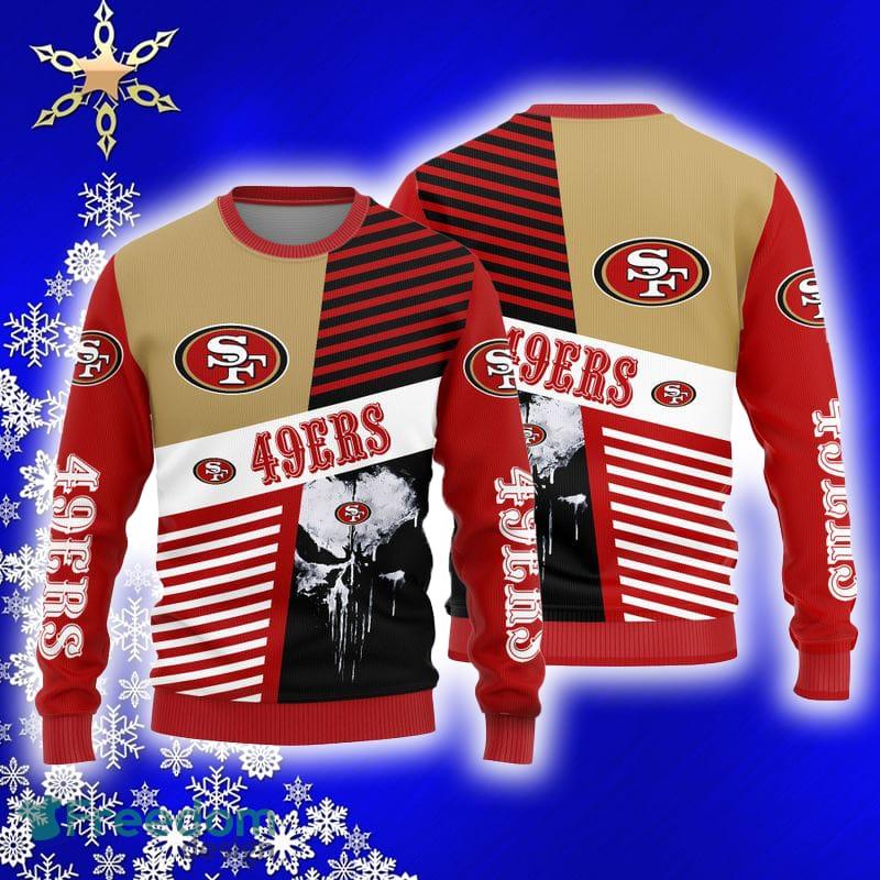 Christmas Gift San Francisco 49ers Skull Pattern 3D Ugly Christmas