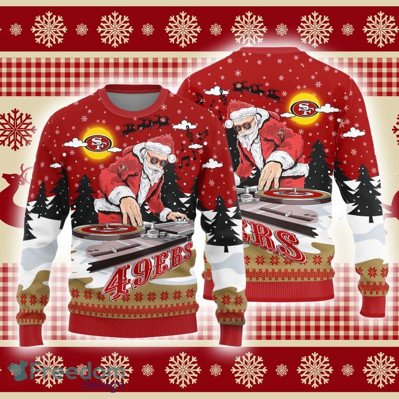 San Francisco 49ers Christmas Funny DJ Santa Knitted Ugly