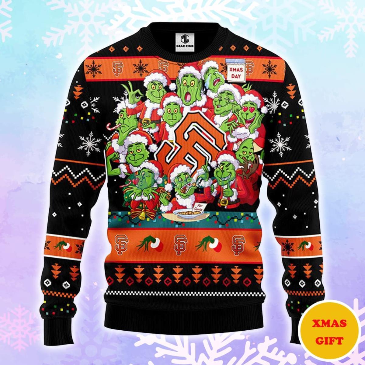 San Francisco Giants 12 Grinch Xmas Day Christmas AOP Sweater Product Photo 1