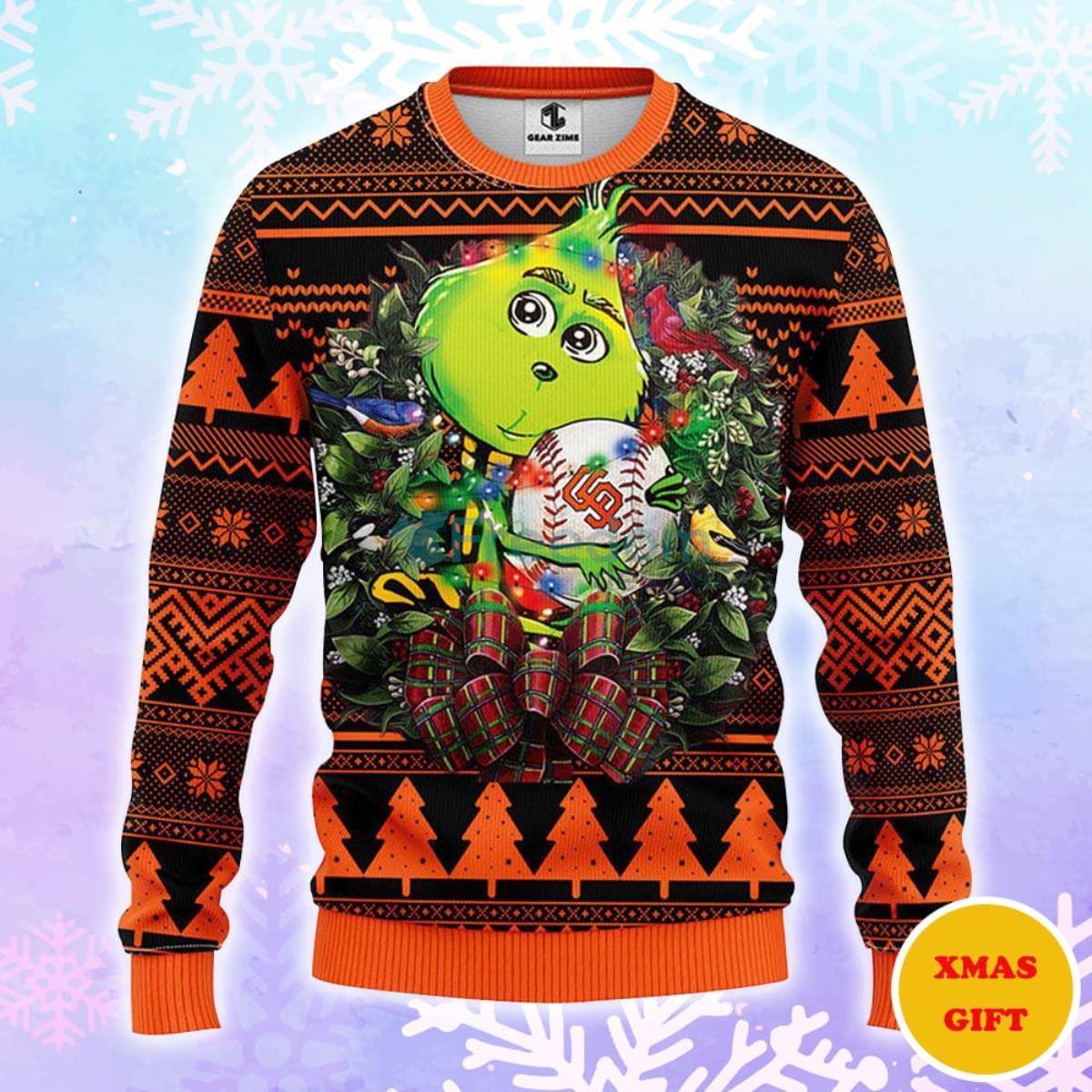 San Francisco Giants Grinch Hug Christmas AOP Sweater Product Photo 1