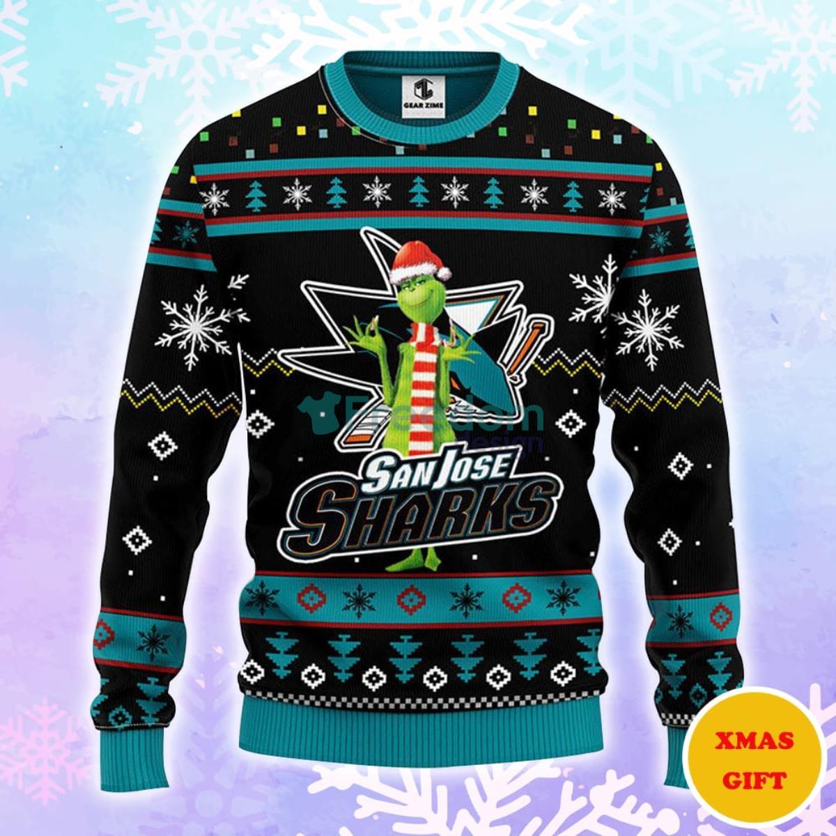 San Jose Sharks Funny Grinch Christmas AOP Sweater Product Photo 1