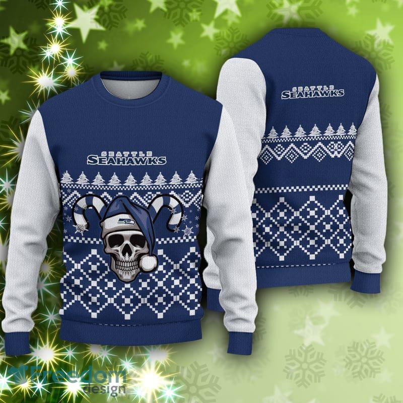 Seattle Seahawks Fans Skull February Knitted Christmas Sweater