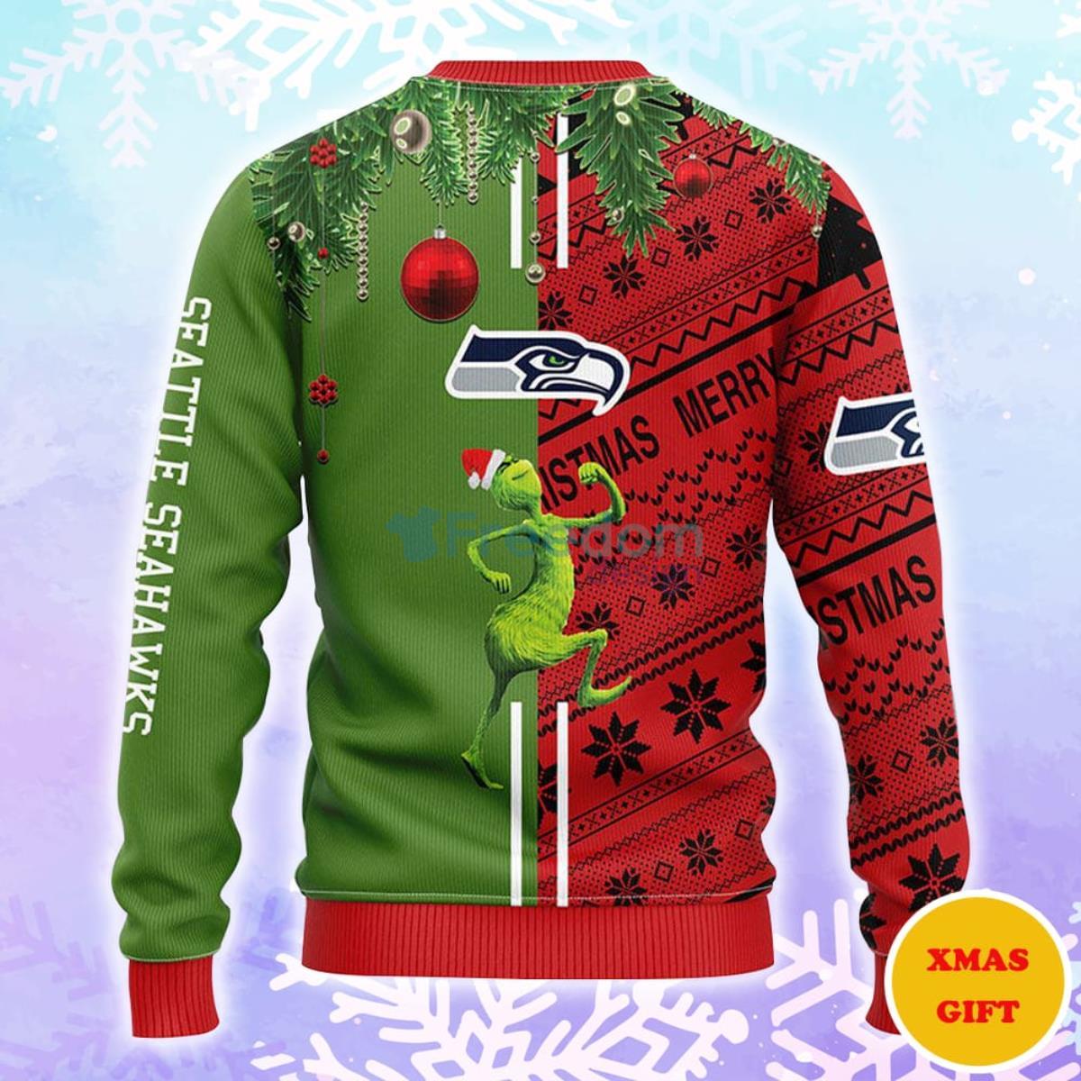 Seattle Seahawks Grinch & Scooby-Doo Christmas AOP Sweater Product Photo 2