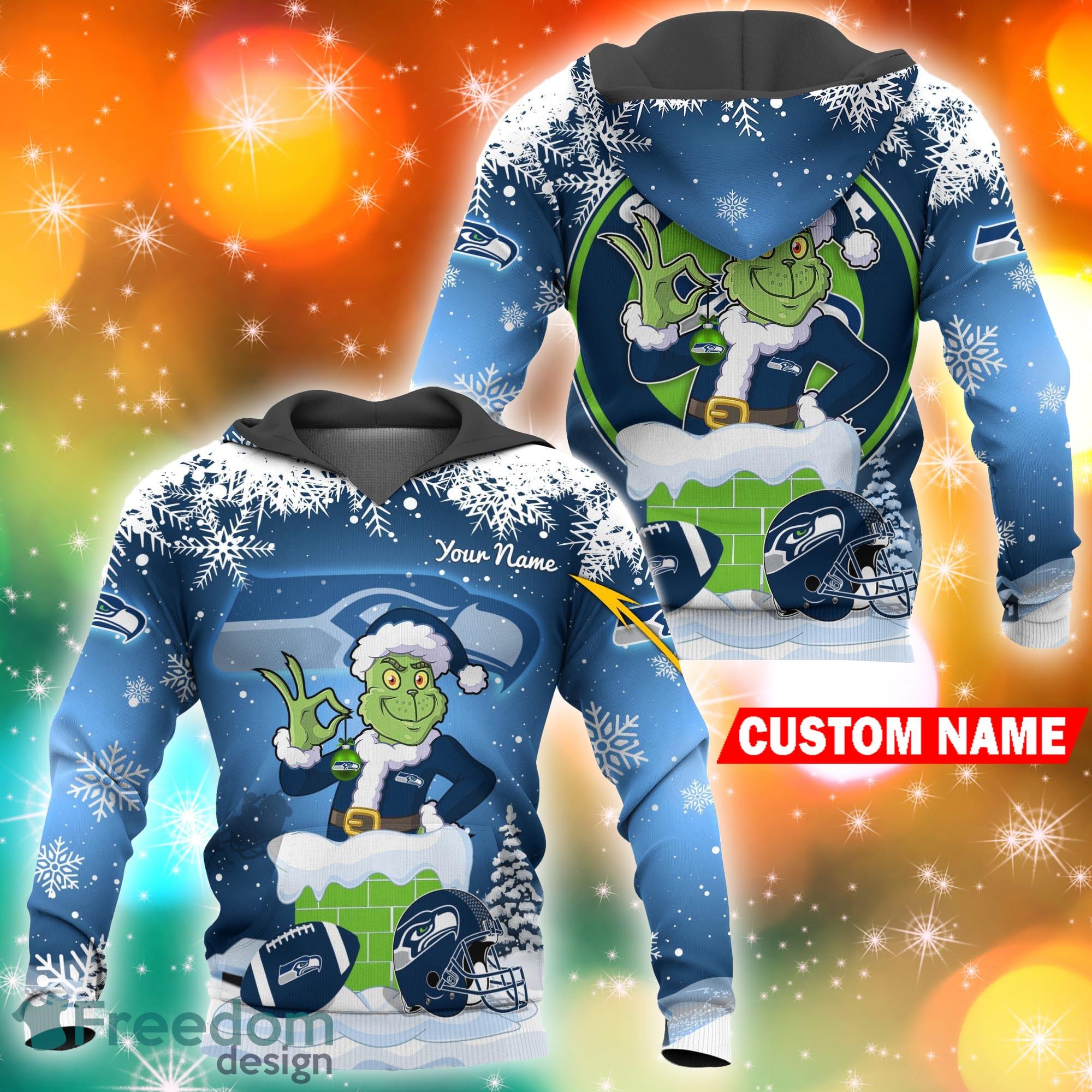 Grinch Seattle Seahawks 3D Ugly Christmas Sweater