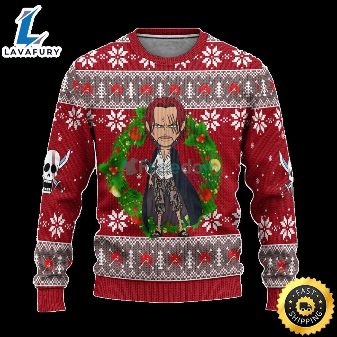 Shanks One Piece Anime Ugly Christmas Sweater Product Photo 1