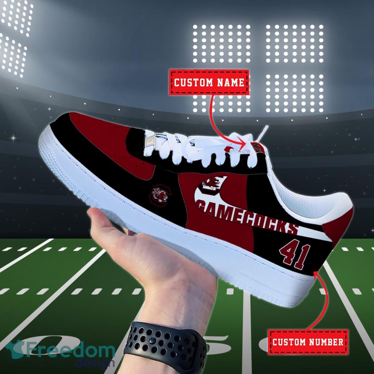 South Carolina Gamecocks NCAA Air Force Shoes Custom Name Product Photo 1