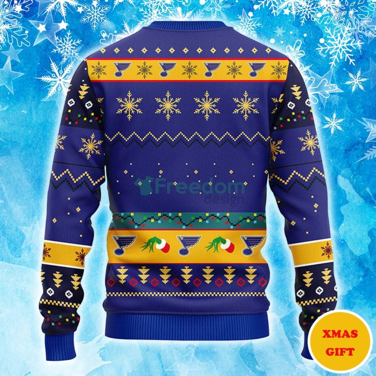 St. Louis Blues Grinch Christmas AOP Sweater Product Photo 2