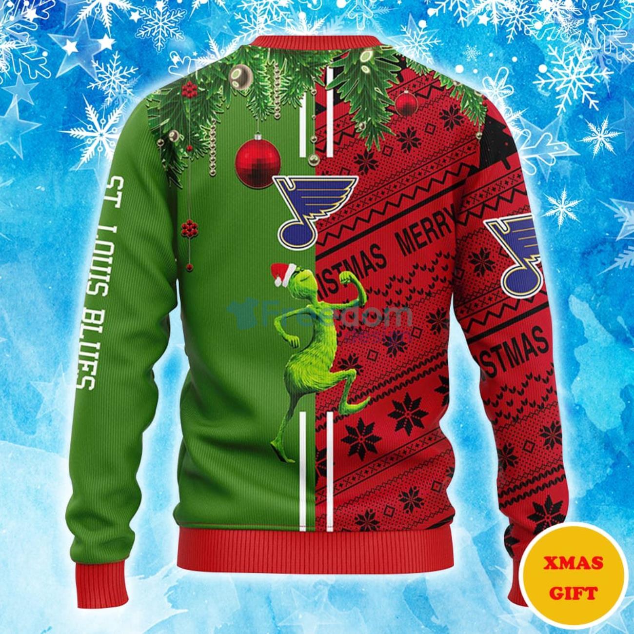 St. Louis Blues Grinch & Scooby-doo Christmas AOP Sweater Product Photo 2