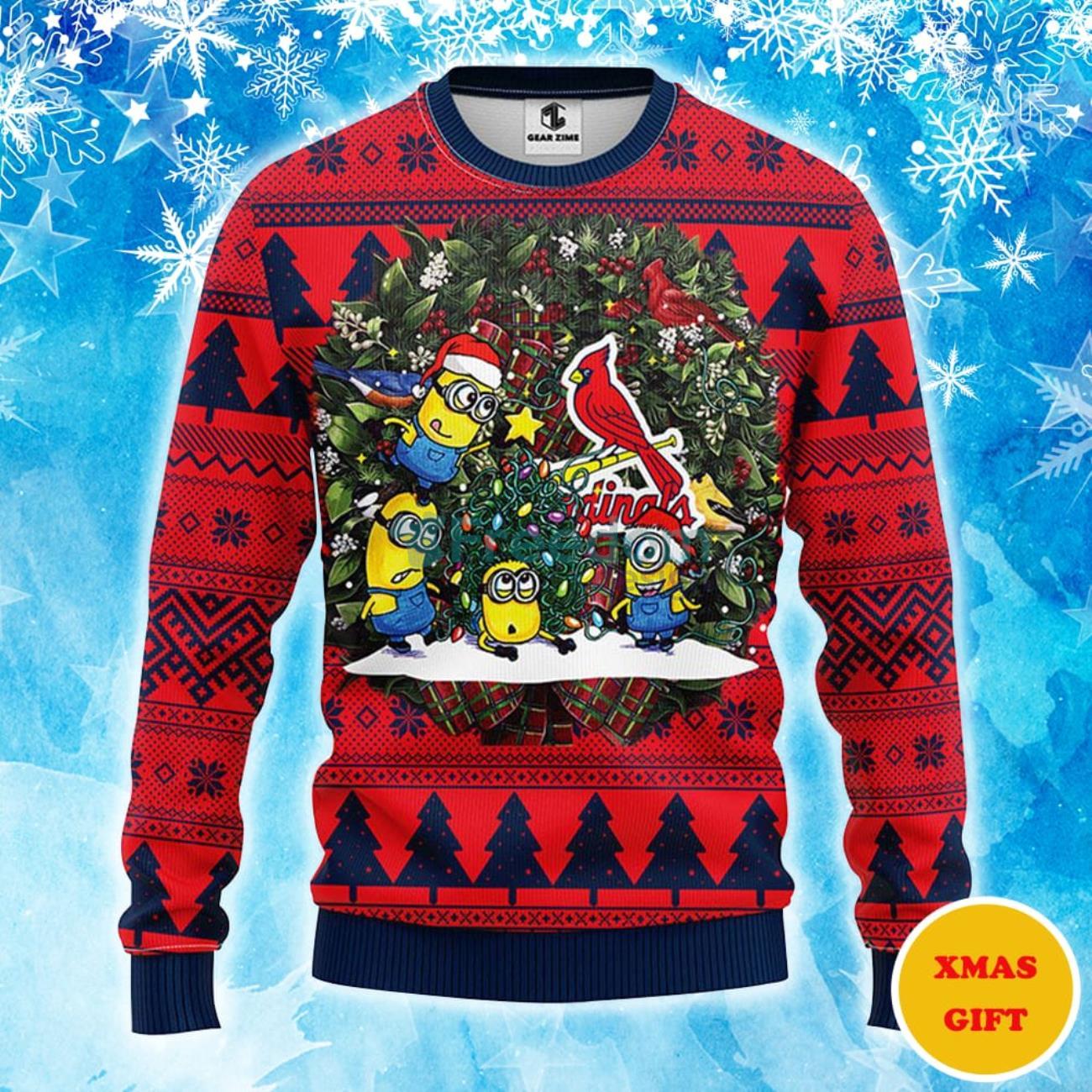 St. Louis Cardinals Minion Christmas AOP Sweater Product Photo 1