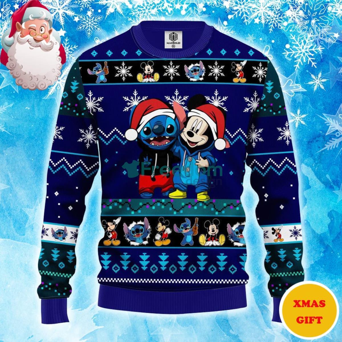 Stitch Mickey Christmas AOP Sweater For Christmas Product Photo 1