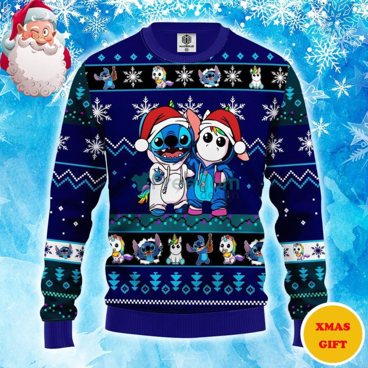 Stitch Unicorn Christmas AOP Sweater For Christmas Product Photo 1