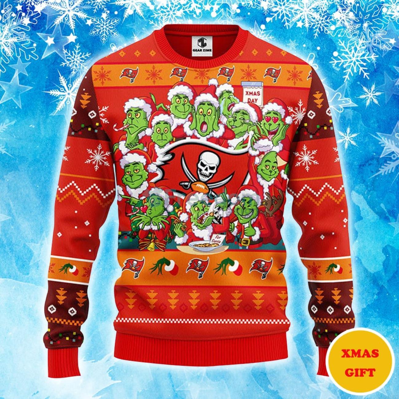 Tampa Bay Buccaneers 12 Grinch Xmas Day Christmas AOP Sweater Product Photo 1