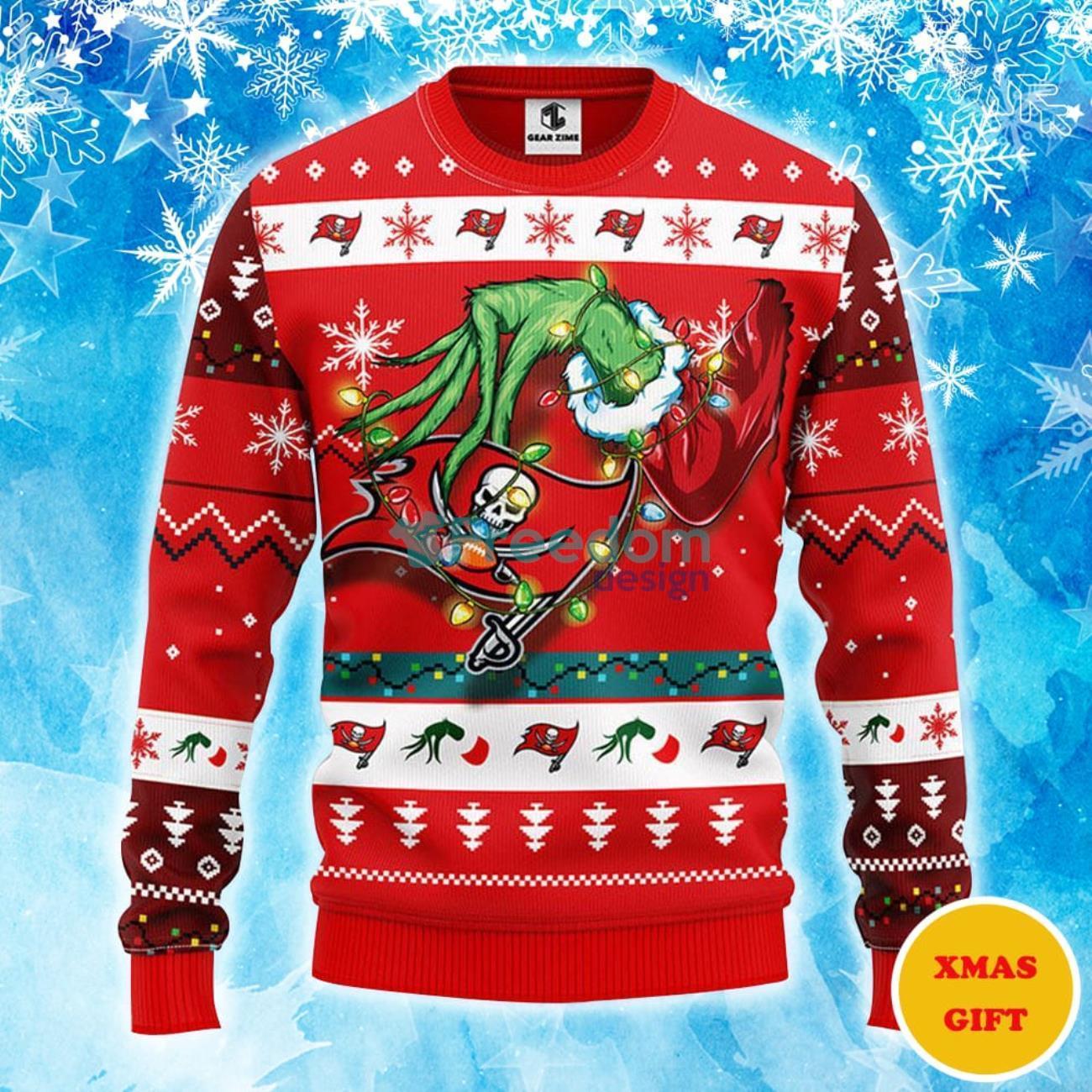 Tampa Bay Buccaneers Grinch Christmas AOP Sweater Product Photo 1