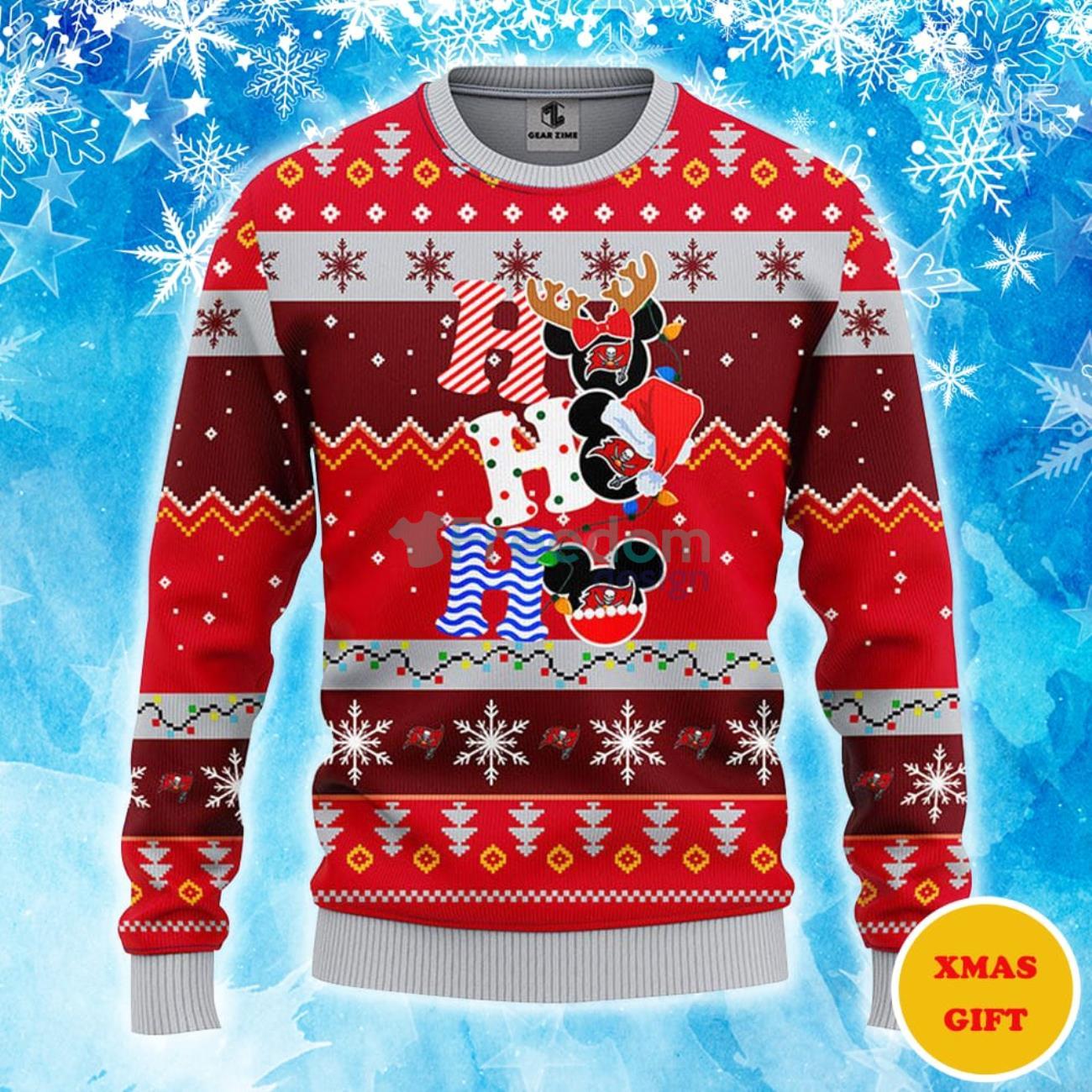 Tampa Bay Buccaneers HoHoHo Mickey Christmas AOP Sweater Product Photo 1