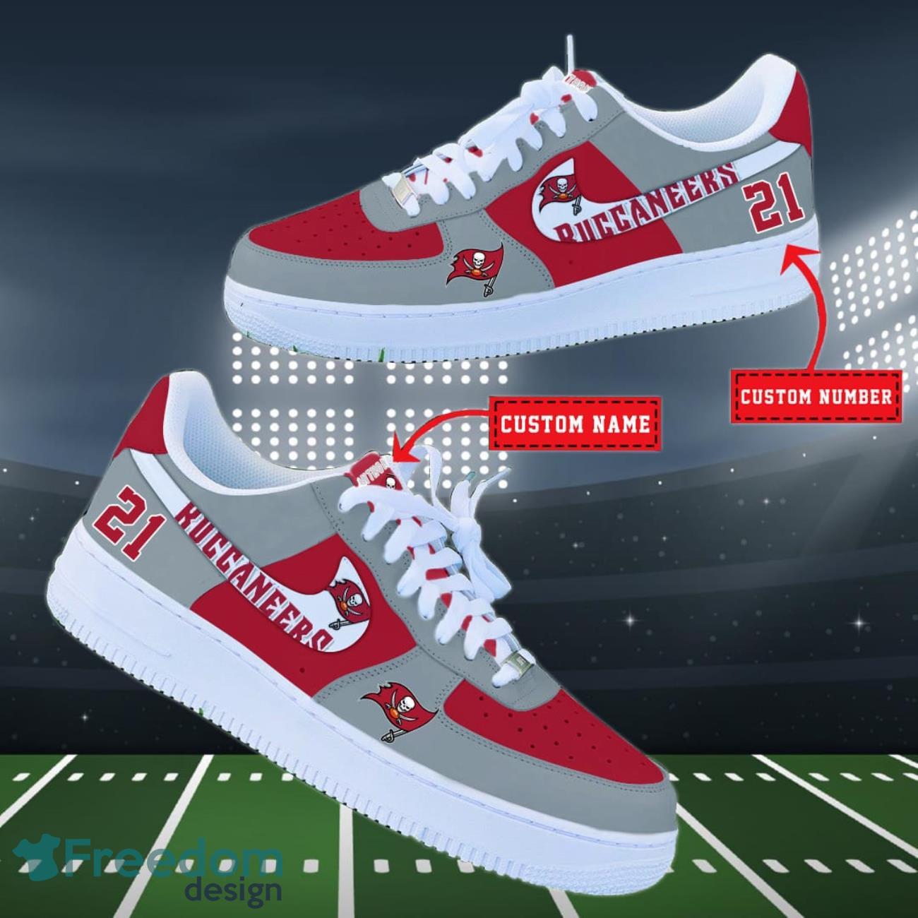 Tampa Bay Buccaneers NFL Personalized Air Force Shoes Custom Name Product Photo 2