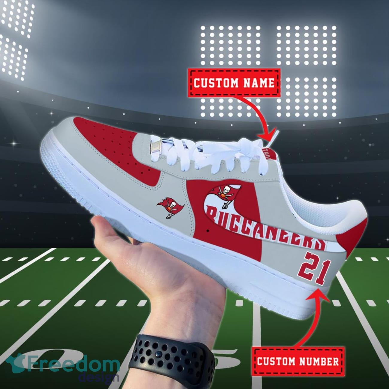 Tampa Bay Buccaneers NFL Personalized Air Force Shoes Custom Name Product Photo 1