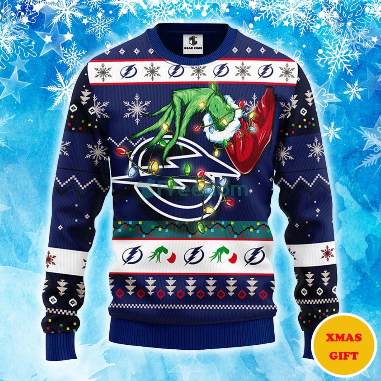 Tampa Bay Lightning Grinch Christmas AOP Sweater Product Photo 1