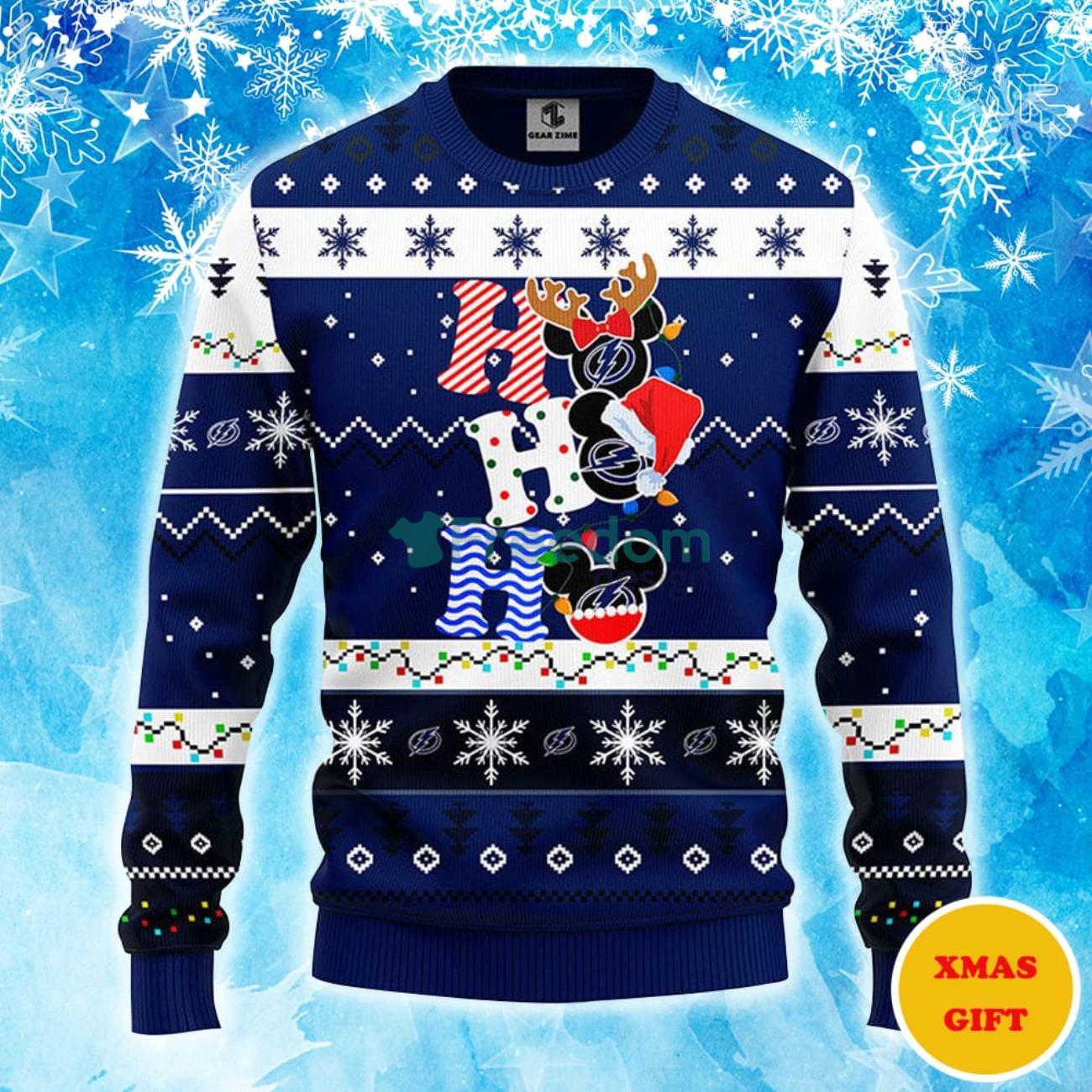 Tampa Bay Lightning Hohoho Mickey Christmas AOP Sweater Product Photo 1