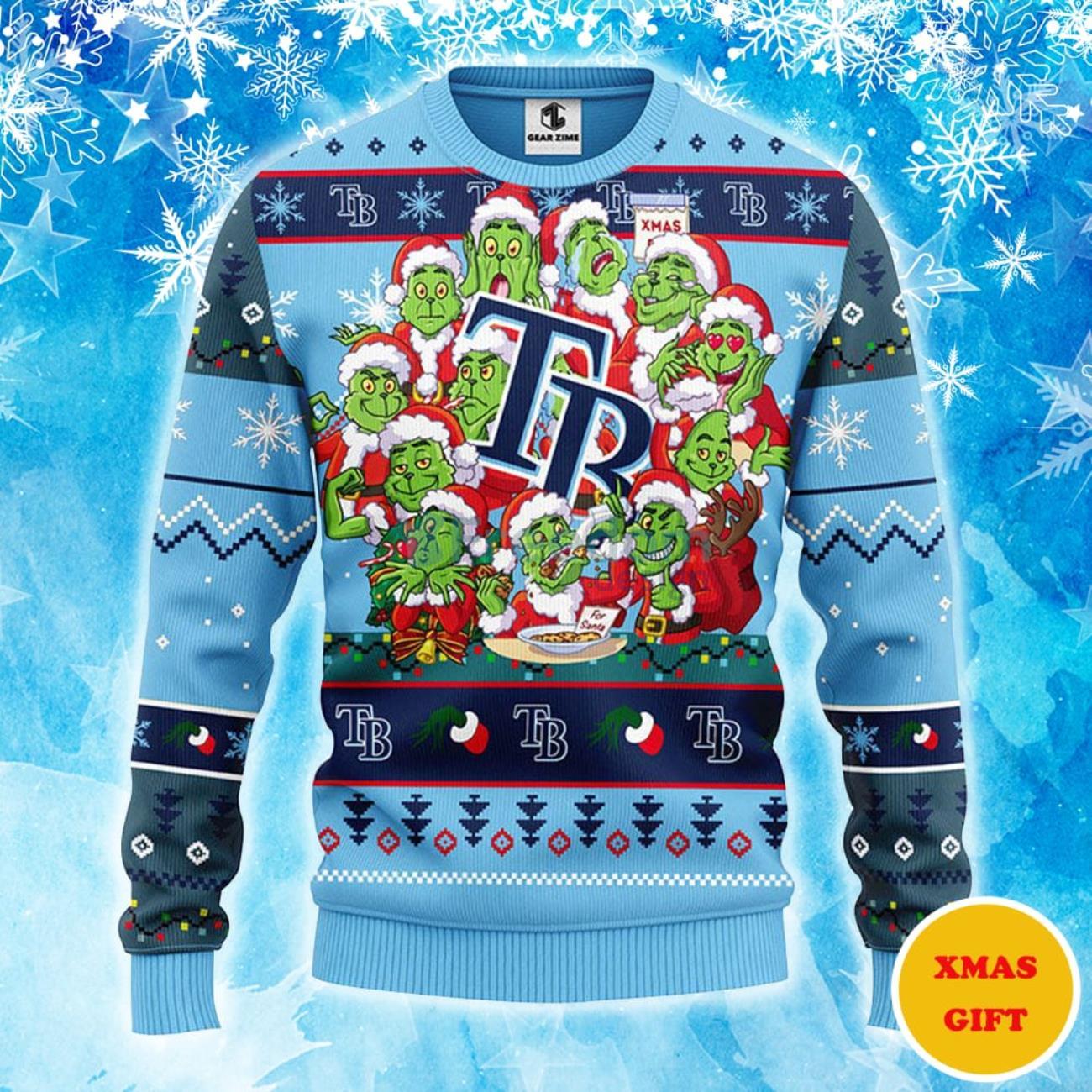 Tampa Bay Rays 12 Grinch Xmas Day Christmas AOP Sweater Product Photo 1