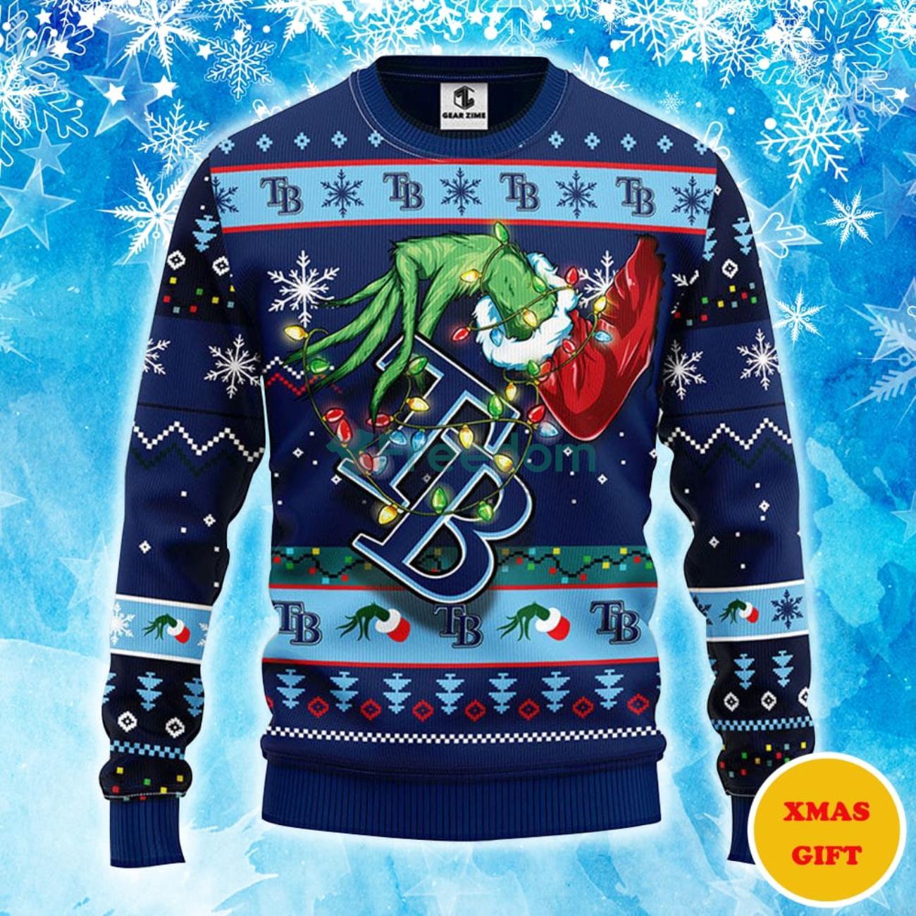 Tampa Bay Rays Grinch Christmas AOP Sweater Product Photo 1