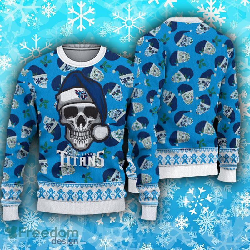 Tennessee Titans Christmas Skull Halloween Ugly Christmas Sweater -  Banantees