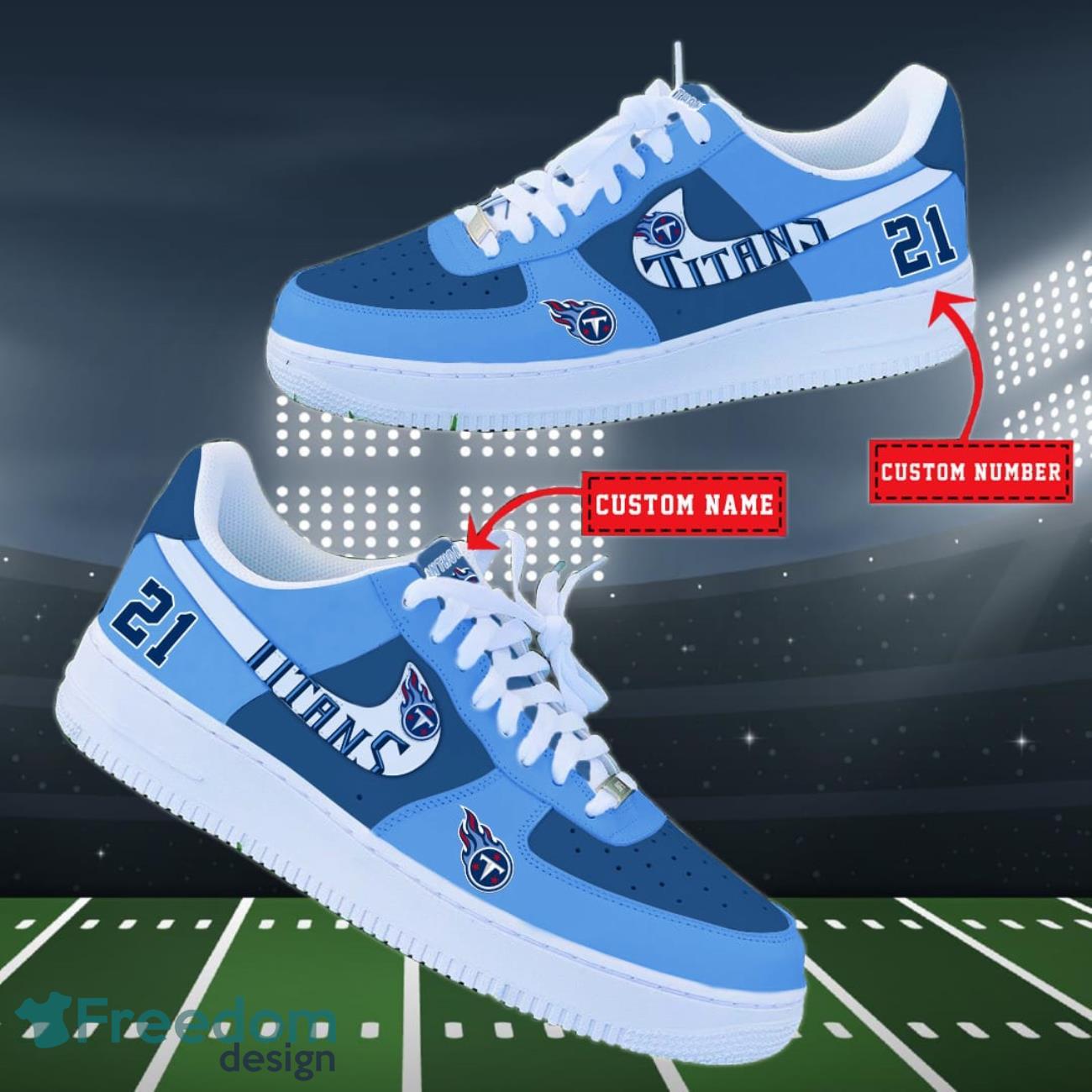 Tennessee Titans NFL Personalized Air Force Shoes Custom Name Product Photo 2