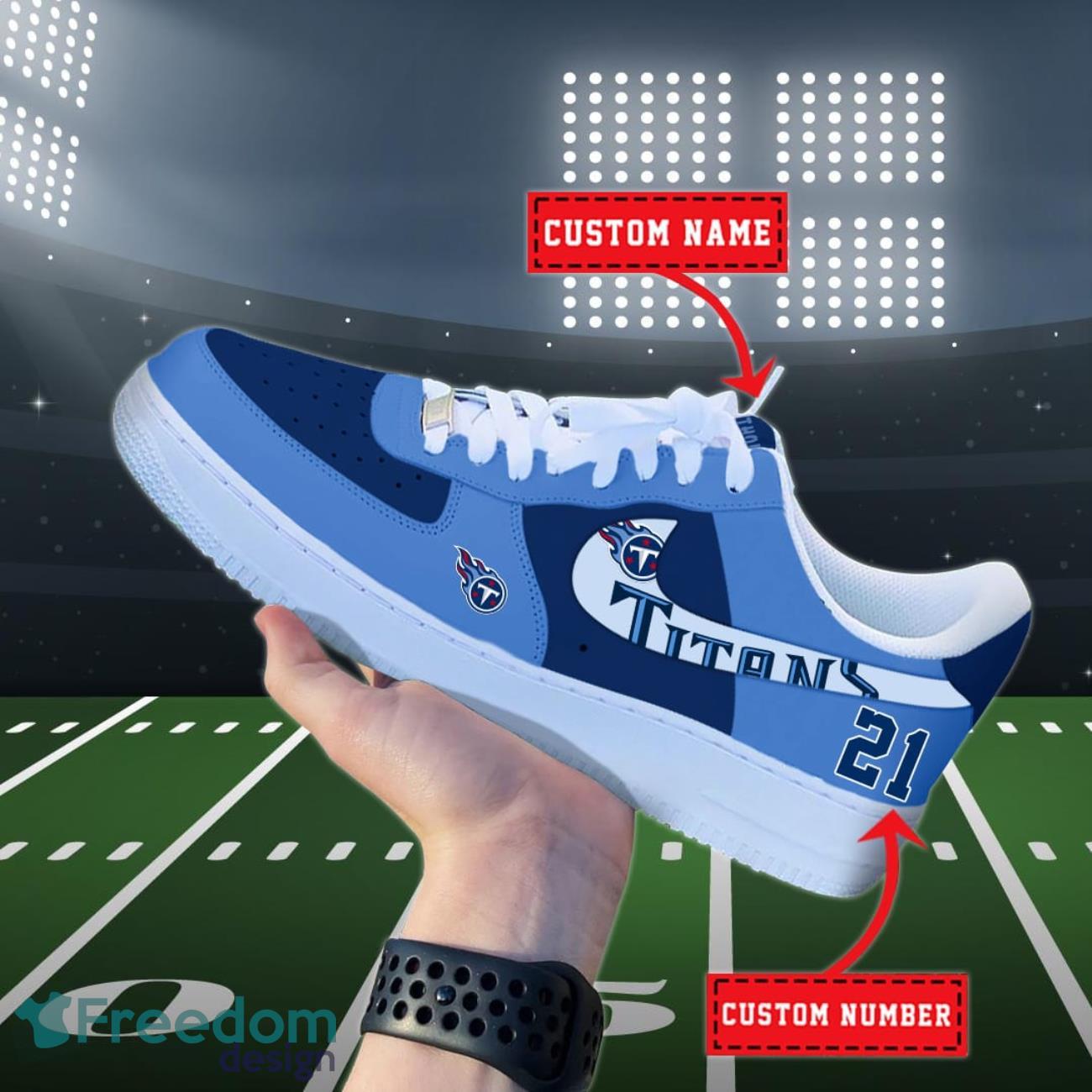 Tennessee Titans NFL Personalized Air Force Shoes Custom Name Product Photo 1