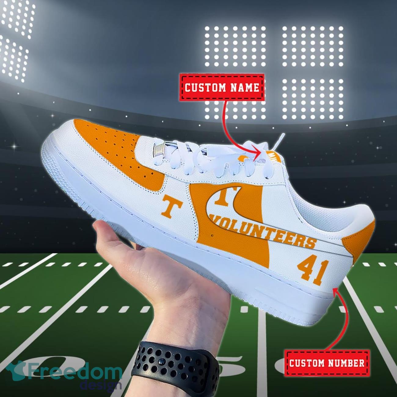 Tennessee Volunteers NCAA Air Force Shoes Custom Name Product Photo 1