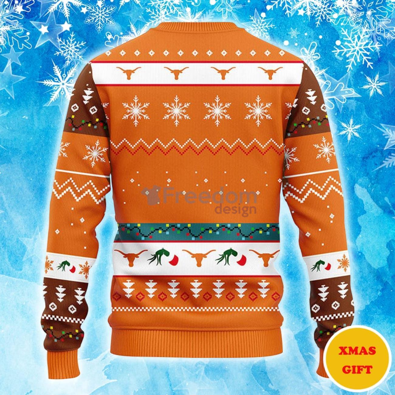 Texas Longhorns 12 Grinch Xmas Day Christmas AOP Sweater Product Photo 2