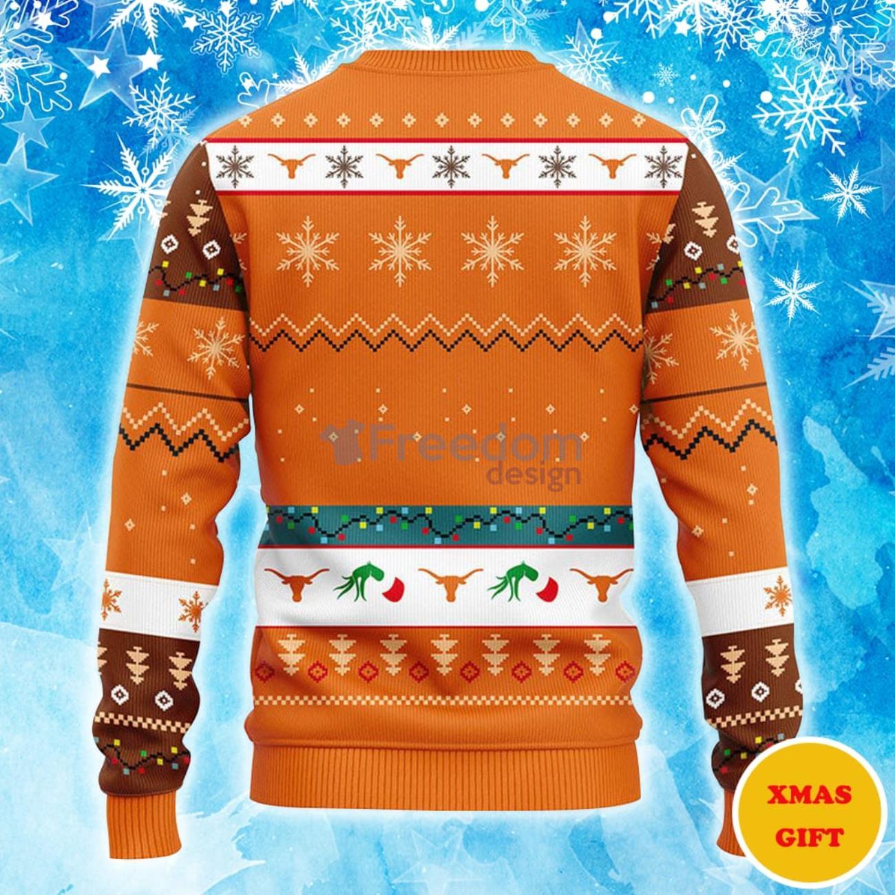 Texas Longhorns Grinch Christmas AOP Sweater Product Photo 2