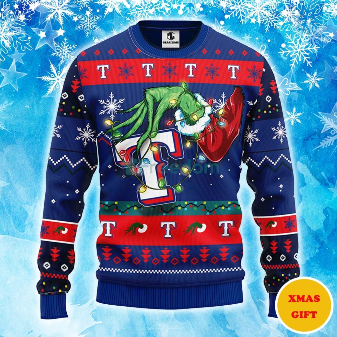 Texas Rangers Grinch Christmas AOP Sweater Product Photo 1