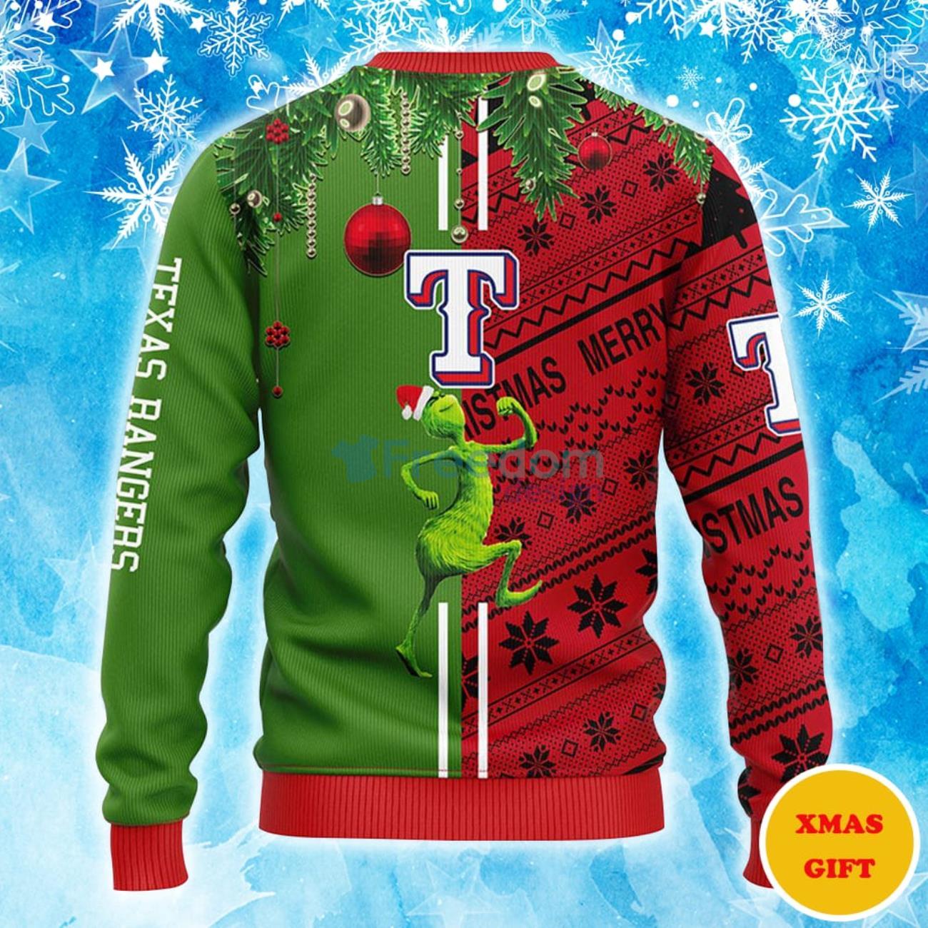 Texas Rangers Grinch & Scooby-doo Christmas AOP Sweater Product Photo 2