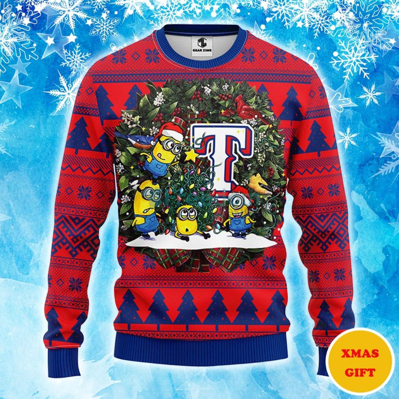 Texas Rangers Basic Pattern White 3D Sweater