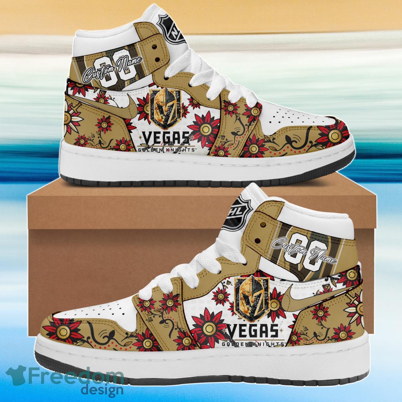 Vegas Golden Knights Flower Air Jordan Hightop Custom Name & Number Product Photo 1